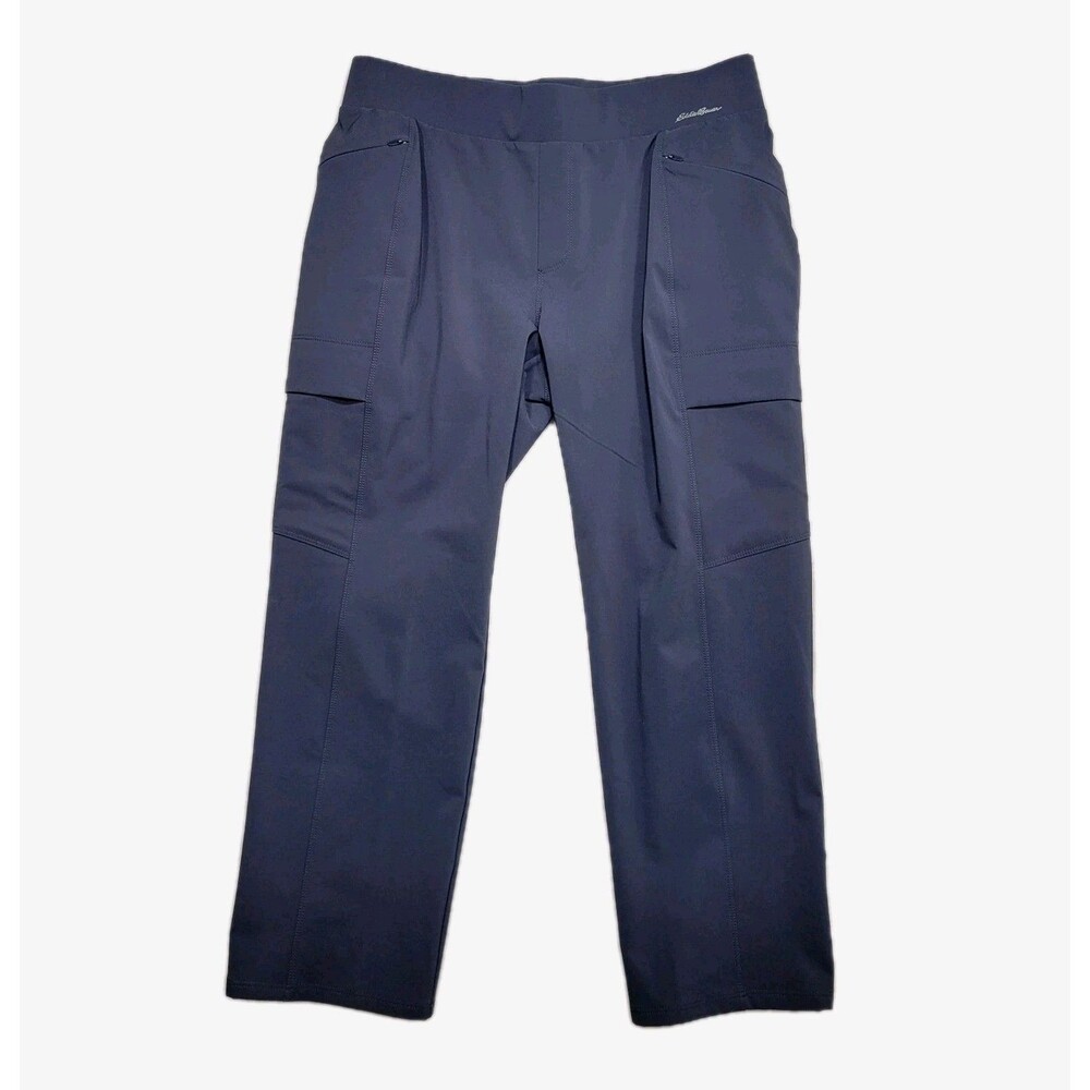 Eddie Bauer Women Capri Outdoor Tech Pants Sz 8 Blue Travel Hike Camp Cargo Crop